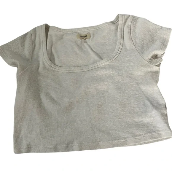 Madewell Crop Tee size medium cream color slub knit - Picture 1 of 3